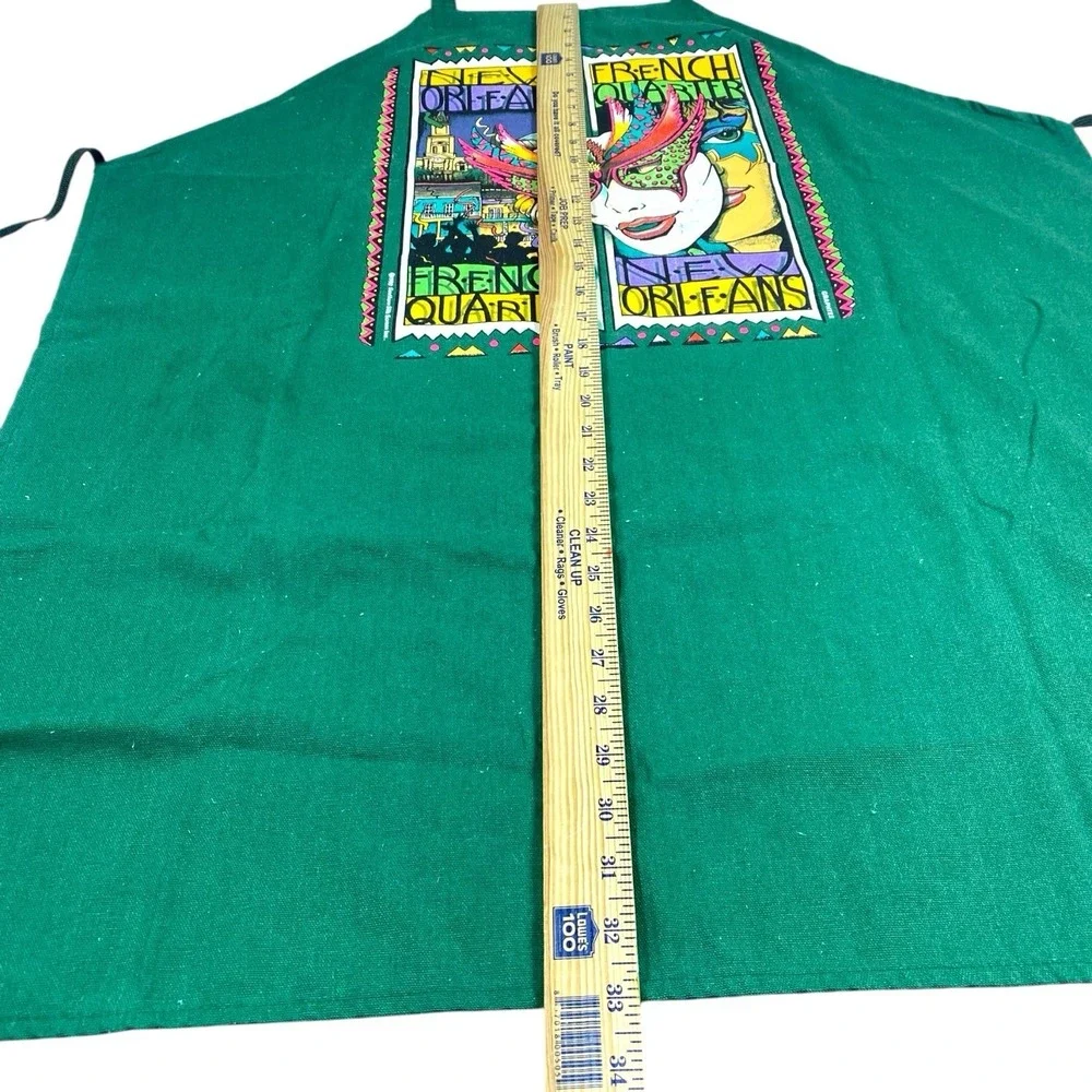Vintage 1990 New Orleans French Quarter Mardi Gras Apron Mask Green Souvenir‎
